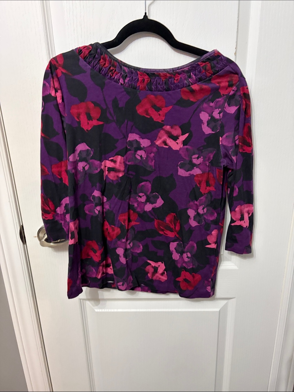 Croft & Barrow Women’s Floral Purple Mix Boatneck Top